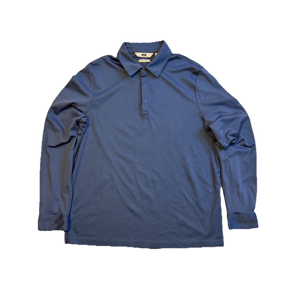 Joseph Abboud XL Blue Long Sleeve Polo Shirt Liquid Soft Cotton Mens